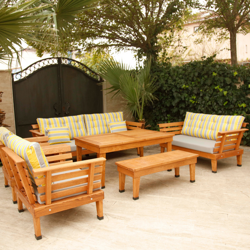 Antik Bahçe Oturma Takımı Sarı Çizgili