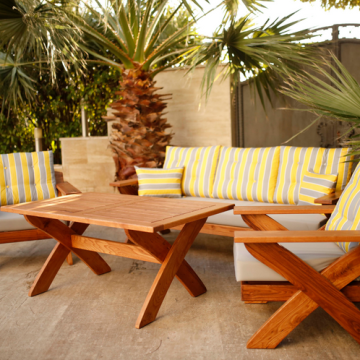 Antix Bahçe Oturma Takımı Sarı Çizgili