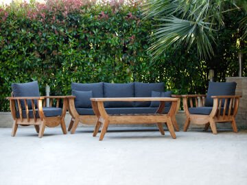 VENEDİK AHŞAP BAHÇE OTURMA GRUBU Antrasit