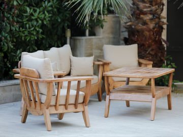 VENEDİK AHŞAP BAHÇE OTURMA GRUBU Cappucino