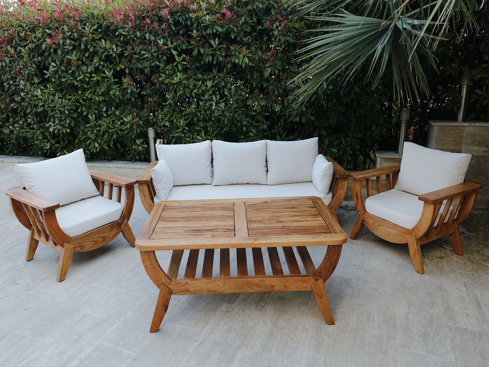 VENEDİK AHŞAP BAHÇE OTURMA GRUBU Krem