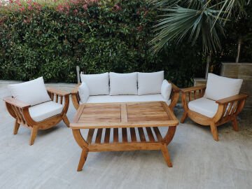 VENEDİK AHŞAP BAHÇE OTURMA GRUBU Krem